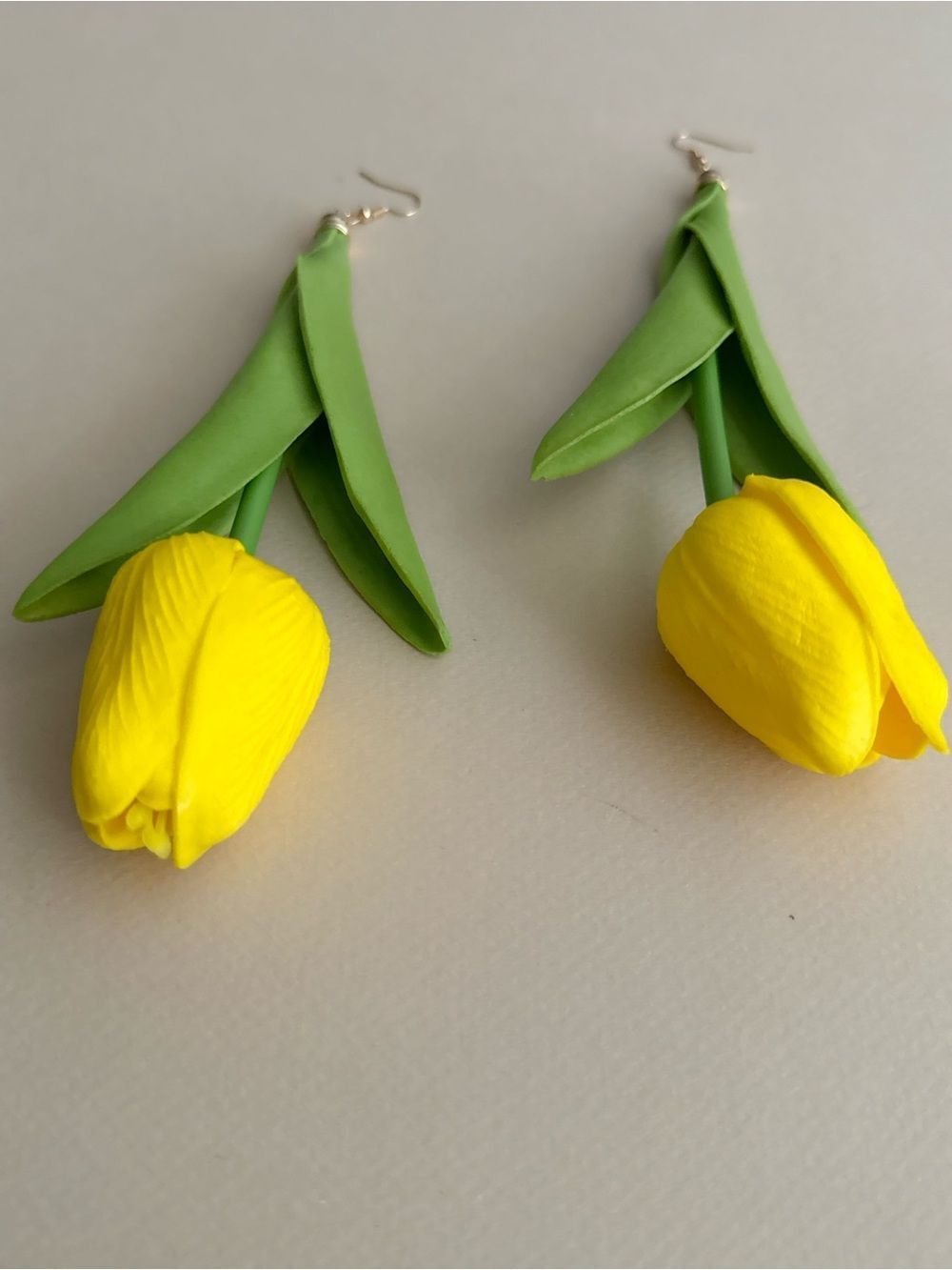 Yellow Tulip Drop Earrings N2271 - Picture 4 of 4
